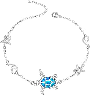 Sterling Silver Cubic Zirconia Turtle Anklet with Unique Sea Turtle Chain and Clasp Design - Ocean-Inspired Jewelry