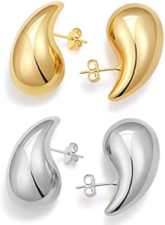 18K Gold Plated Teardrop Hoop Earrings for Women, Lightweight Brass Earrings with Hypoallergenic Back Finding, Elegant Waterdrop Design Jewelry for Everyday Wear & Special Occasions