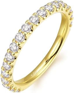 2.5mm Women's 14K Solid Gold Moissanite Half Eternity Wedding Ring - Nickel-Free and Hypoallergenic