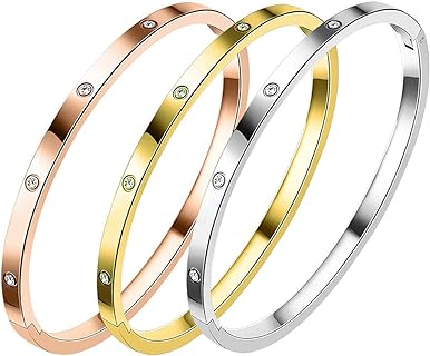 Women's Gold Plated Friendship Bracelet Personality Stackable Stainless Steel oval Bangle Bracelets Present the Gift of Love