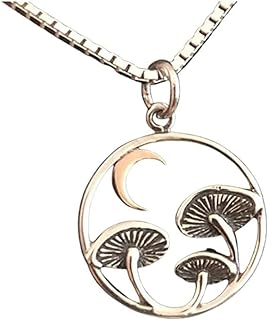 COLORFUL BLING Mushroom Necklace Vintage Mushroom Pendant Cute Accessories Jewelry Gift for Women Vintage Mushroom Charm with Crescent Moon Necklace