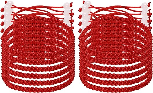 PENTA ANGEL Red Hand String Bracelet 12Pcs Adjustable Braided Lucky Cord Bracelet Strap for Protection Success Friendship Graduation Birthday Lovers Gift For Men Women Girls Boys