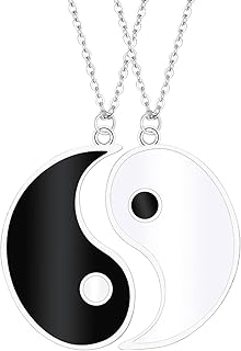 HLenyoy Collier d'Amitié pour 2 en Acier Inoxydable Réglable de 45-50 cm, Yin Yang, pour Femmes et Hommes, Idéal Cadeau Anniversaire ou Saint-Valentin