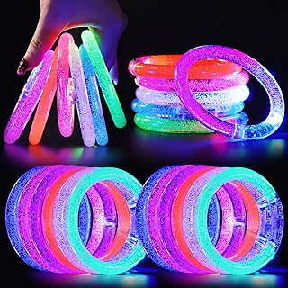 Glow in the dark LED Bead Bracelets in Durable Plastic with Detachable Clasp for Adults/ Cool Bubbles Design/ 6 Vibrant Colors by Visen