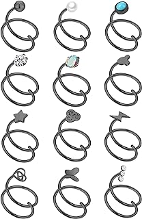 MJust 12Pcs Double Hoop Earrings for Single Piercing for Women Stainless Steel Twisted Hoop Earrings Star Peal CZ Butterfly Double Hoop Nose Ring