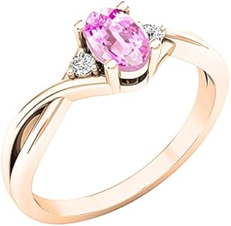 10K Rose Gold Oval Amethyst & Round White Diamond Engagement Ring for Women - Dazzlingrock Collection
