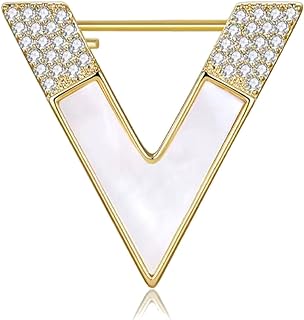 Pin Clasp Fashion Crystal Rhinestone Floral Brooch | Chic Alloy Shell Women's Lapel Pin | V-Shaped Design Accessory