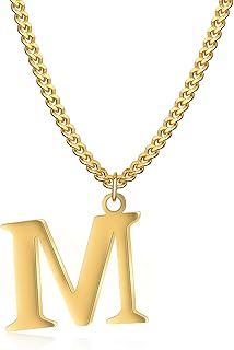 Symretie 14K vergoldete Buchstaben-Halskette aus Edelstahl, personalisierter Anhänger, 38 cm + 5 cm Verlängerung, ideal für Damen und Mädchen als stilvolle Geschenkidee