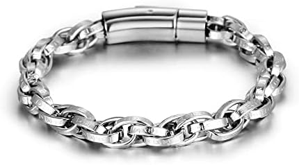 Hand-Woven Titanium Steel Curb and Rope Chain Bracelet for Men, Sophisticated Design, Claspless Build for Easy Wear