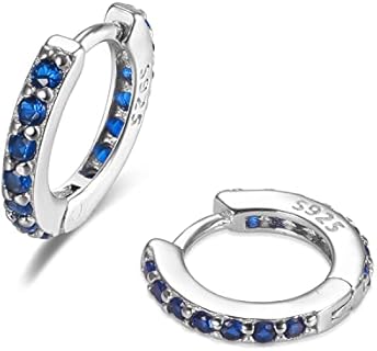 Small CZ Huggie Hoop Earrings for Women Girls, Dainty Lightweight Huggie Earring for Everyday in 925 Sterling Silver, Hypoallergenic