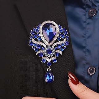 Kercisbeauty Wedding Bridal Black Teardrop Crystal Brooch Pin for Women Girls Special Occasion Accessories