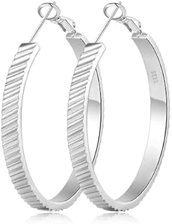 PRETOLE 4MM Thick Silver Hoop Earrings for Women, Lightweight Big Chunky Gold/Silver Hoops Earrings Tube Hoops Hypoallergenic Large Gold Hoop Earrings 30/40/50/60/70MM