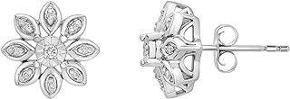 Timeless Love Diamond Flower Stud Earrings with Push Back for Women, Sterling Silver Elegance