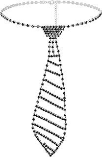 ELABEST Sparkly Rhinestone Necklace Tie Gothic Diamond Choker Crystal Tennis Chain Wedding Bridal Bridesmaid Jewelry for Women and Girls