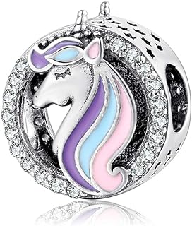 925 Sterling Silver Unicorn Charm Bracelet with Silver Gems, Perfect Women's Gift for Thanksgiving or Christmas, Pandora Style Design