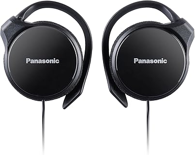 Panasonic RP-HS46-K Clip In-Ear-Kopfhörer mit ergonomischen Ohrbügeln und ultraschlankem Design, hoher Empfindlichkeit, ideal für unterwegs und aktives Hören