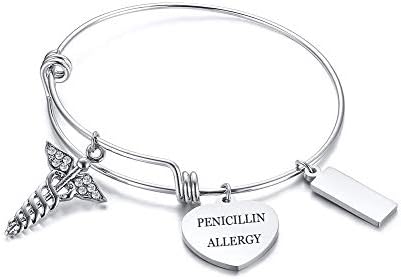 Medical Alert ID Expandable Charm Bracelet for Women Girls