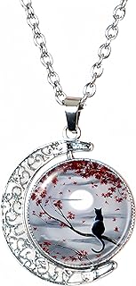 Cat Gifts Cat Moon Necklace Jewelry For Women Men Teen Girls Boys Crescent Half Moon Pendant Necklace