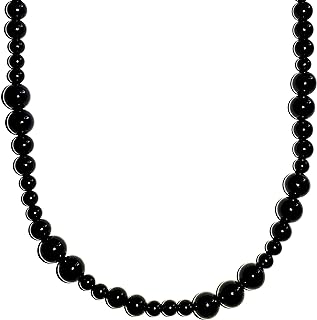 UNITARY Black Onyx Agate Strand Necklace for Women, Handmade Beaded Choker Necklace for Men, Fashion Hand-knotted Natural Round Gemstone