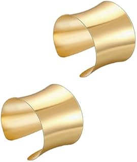 Vitaltyextracts 2 Pcs Adjustable Cuff Bangle Bracelets Set for Women Open Wide Wire Bracelets Gold Wrist Cuff Wrap Bracelet