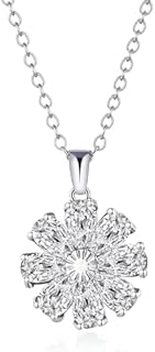 Just Follow Crystal Colorful Snowflake Pendant Necklace Rose Gold Plated Multi Gemstone Necklaces Marquise Cubic Zirconia Necklace for Women