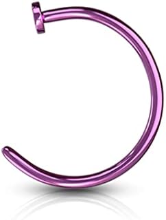 20 g Surgical Steel IP Plated Nose Hoop Ring Jewelry for Women or Men (Choose Size/Color)