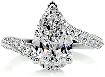 2CT Pear Shaped Engagement Rings for Women S925 Sterling Silver Pear Cut Moissanite Rings for Her