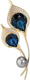 14K Gold High-End Natural Pearl Horseshoe Water Lily (Lotus) Floral Brooch, Outerwear Accessory, Dazzling Crystal Flower Pin, Women's Brooches & Pins
