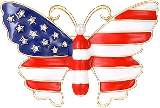 KKAMAGI Butterfly Shape American Flag Brooch Creative Retro Color Oil Painting Style Pin for Men or Women