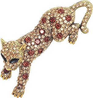 Fashion Women Men Vintage Leopard Brooch Colorful Full Rhinestones Crystals Wild Animal Corsage Lapel Pin Birthday Gift Party
