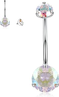 14G Titanium Clasp, 14mm Belly Button Rings with Sparkling Cubic Zirconia for Women, Hypoallergenic, Internally Threaded Design, Elegant Navel Jewelry from China