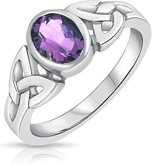 DTPsilver® Bague Améthyste en Argent Sterling 925 avec Design Celtique et Noeud de la Trinité, Taille 50, Idéale pour les Amoureux de Bijoux Élégants et Authentiques