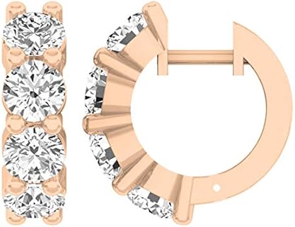 Dazzlingrock Collection 3.00 Carat (ctw) 18K Gold Round White Diamond Huggie Hoop Earrings
