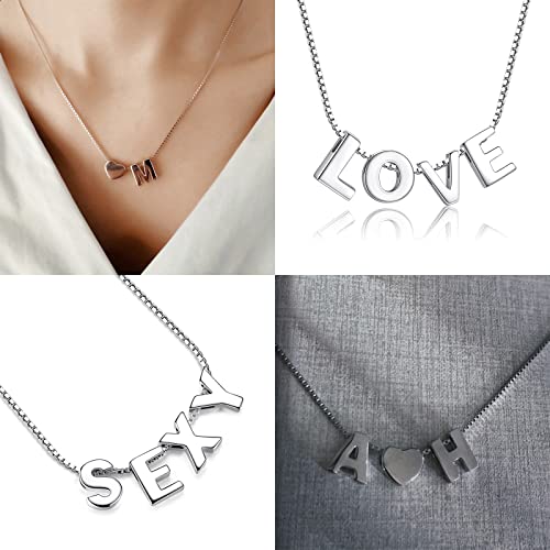CANDYFANCY Initial Necklace 925 Sterling Silver Letter Pendant Personalized 26 Alphabet Necklace for Women Men A-Z