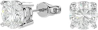 14K White Gold VVS Gems Diamond Butterfly Stud Earrings with Push Backs for Women, Round Design