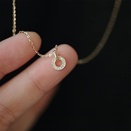 925 Sterling Silver CZ Cubic Zirconia 6.8MM Inner Circular Necklace Cross Link Chain Thin Link Chain for Women 15-17 Inch