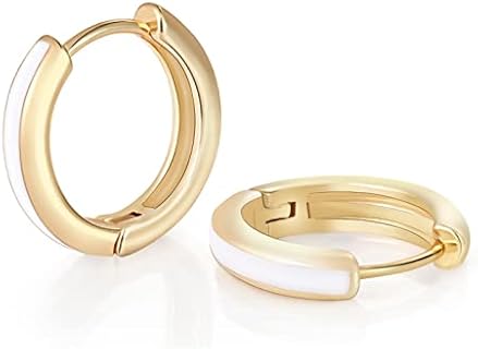 Small Hoop Earrings for Women, 18K Gold Plated Mini Enamel Huggie Earrings Hypoallergenic Cartilage Huggie Hoops Boho Jewelry Gift for Girls