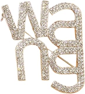 Xdodnev Rhinestone Brooch Pin Sparkly Wang Letter Brooch Shawl Pins Retro Clothing Decorative Accessories Fashion Jewelry Gift