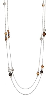 BULINLIN Layered Silver Long Necklace for Women Turquoise Stone Beaded Strand Sweater Chain Necklaces Fashion Costume Jewelry Gifts for Mom