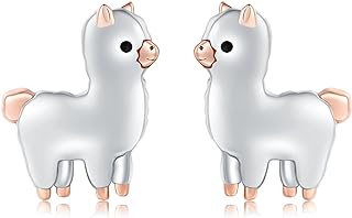 Alpacas Earrings Stud 925 Sterling silver Cute Llama Animals Earring Funny Quirky for Kid Women Gift hypoallergenic Jewelry