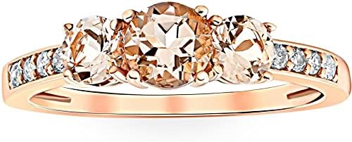 P3 POMPEII3 1ct Diamond & Morganite Engagement Ring, 3-Stone Design in 10k Rose Gold