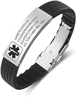 Personalized Bracelet Silicone Medical Bracelet Sport Emergency ID Bracelet for Men Women Kids Free Engraving Waterproof ID Alert Bracelets