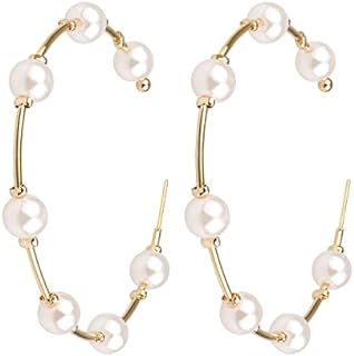 Pearl Hoop Earrings for Women Fashion Hypoallergenic Girls Pearl Earrings Drop Dangle Earrings Jewelry Gifts