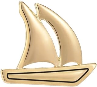Charming Copper Sailboat Brooch Pin with Secure Pin Clasp – Small Rhinestone-Embellished Safety Lapel Pin for Women and Girls