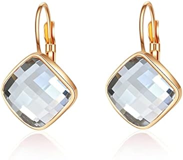 Elegant Cubic Zirconia Gemstone Dangle Earrings with Lever Back Clasp for Women | Rose Gold Alloy | Hypoallergenic Vintage Design