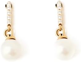 Push-Back Gold Diamond Pearl Drop Earrings for Women in Elegant Drop Style
