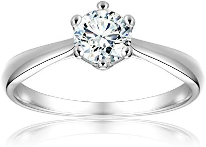 1/2 Ctw Cubic Zirconia Classic 6 Prong Round Solitaire Engagement Ring Size 4 5 6 7 8 9