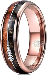 THREE KEYS JEWELRY 6mm 8mm Koa Zebra Wood Arrows Inlay Tungsten Wedding Rings Vikings Hunting Bands for Men Women
