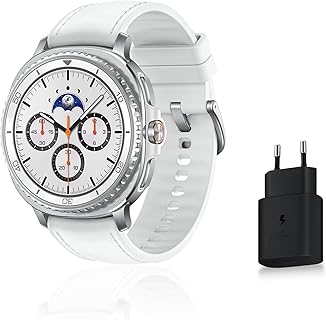 Montre Connectée Galaxy Watch8 Classic par Samsung avec Couronne Rotative et Galaxy AI, 46mm, Blanc. Coach Sommeil et Running pour Femmes Actives