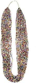 Treasure Gurus Multi Color 30 Strand Glass Rainbow Seed Bead Necklace Womens Fashion Chain Accessory